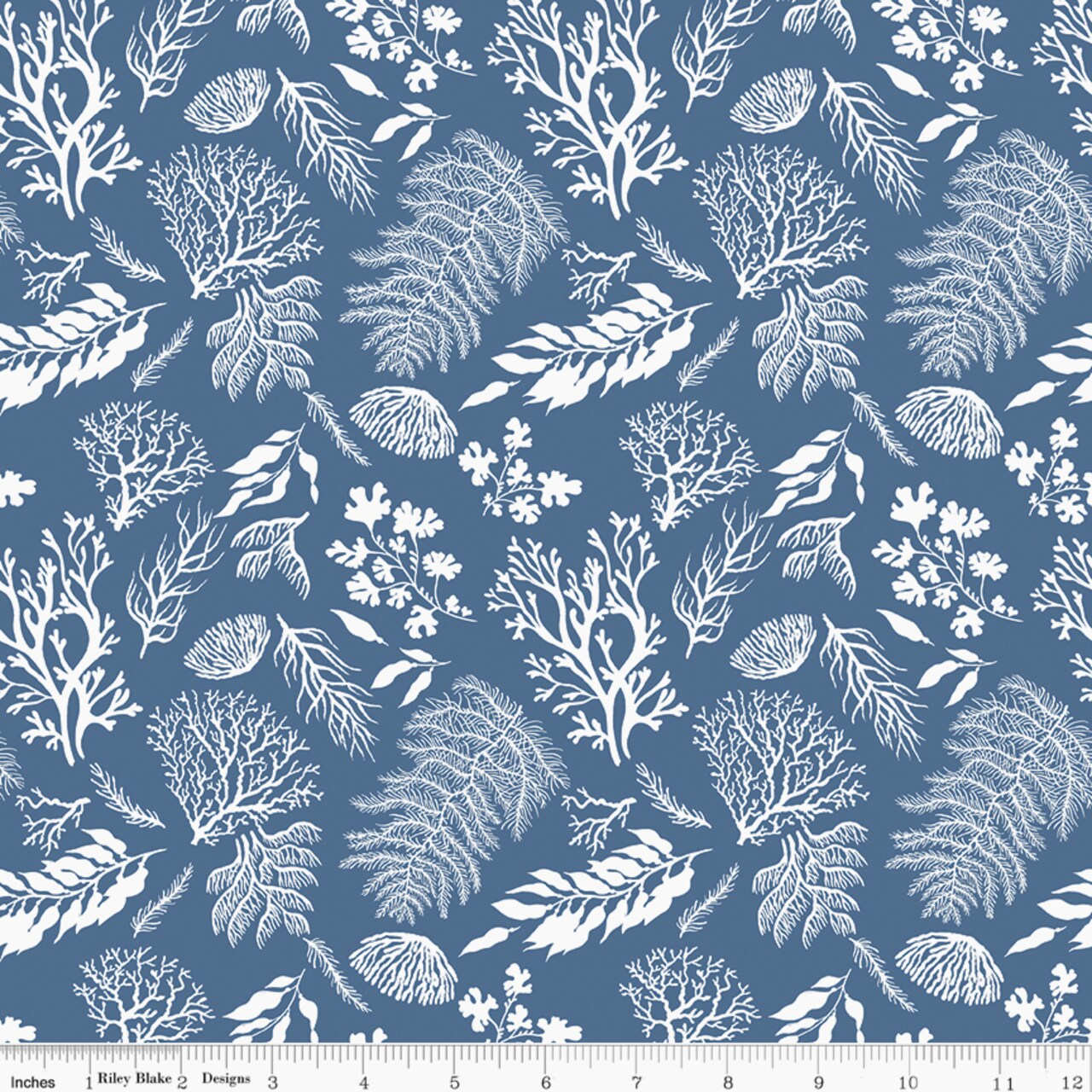 Water Plants in Blue (c15991-blue) | Ocean Oasis | Diane Labombarbe | Riley Blake